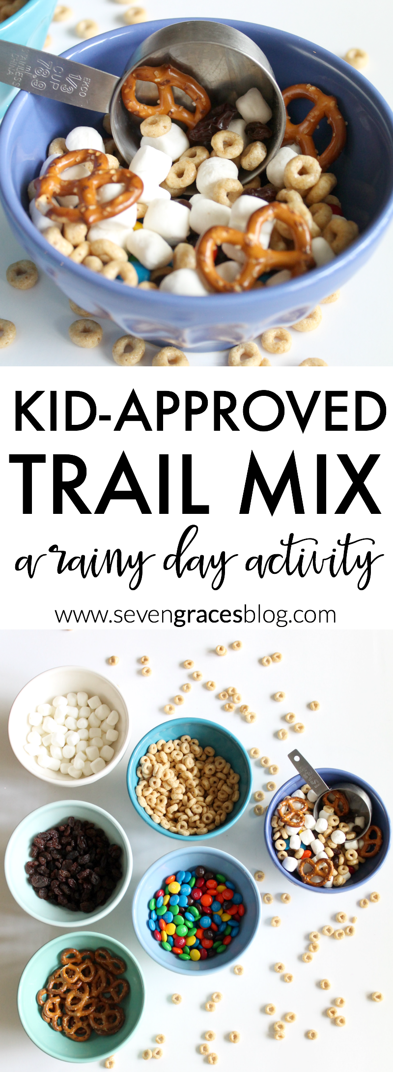 A kid-approved trail mix. Make as a rainy day activity or anytime. This trail mix is definitely a favorite!