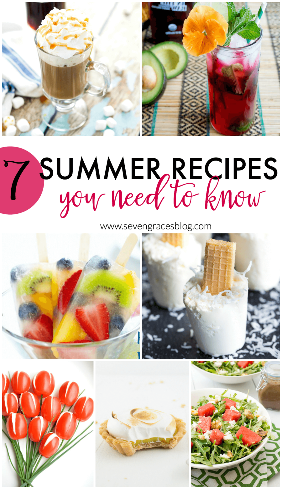 7 summer recipes you need to know to keep you cool! This roundup of fresh recipes is sure to be hit. Cool drinks, popsicles, fruit, veggies, and desserts!