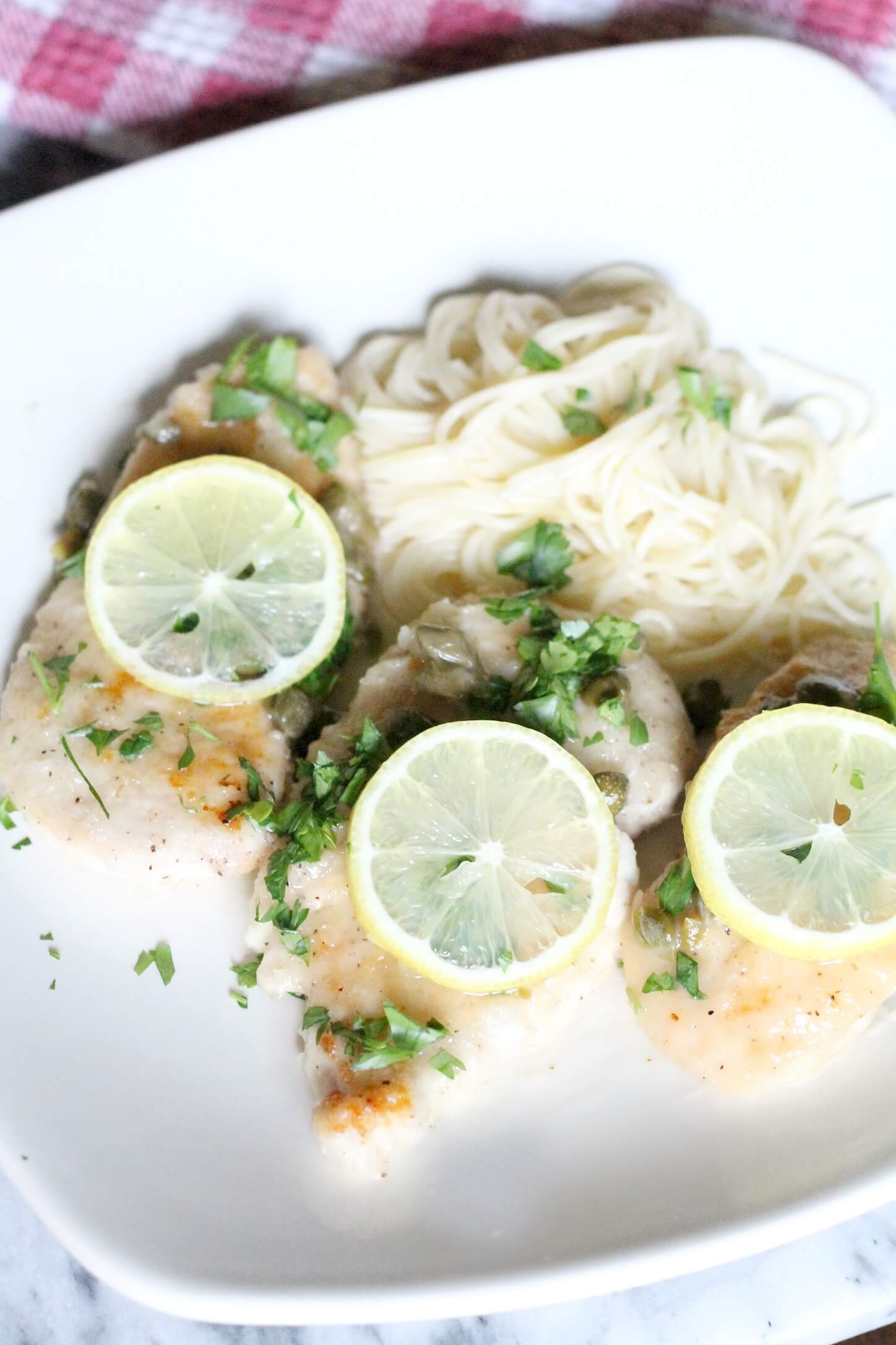 Easy chicken piccata. Can be made to be Paleo friendly.