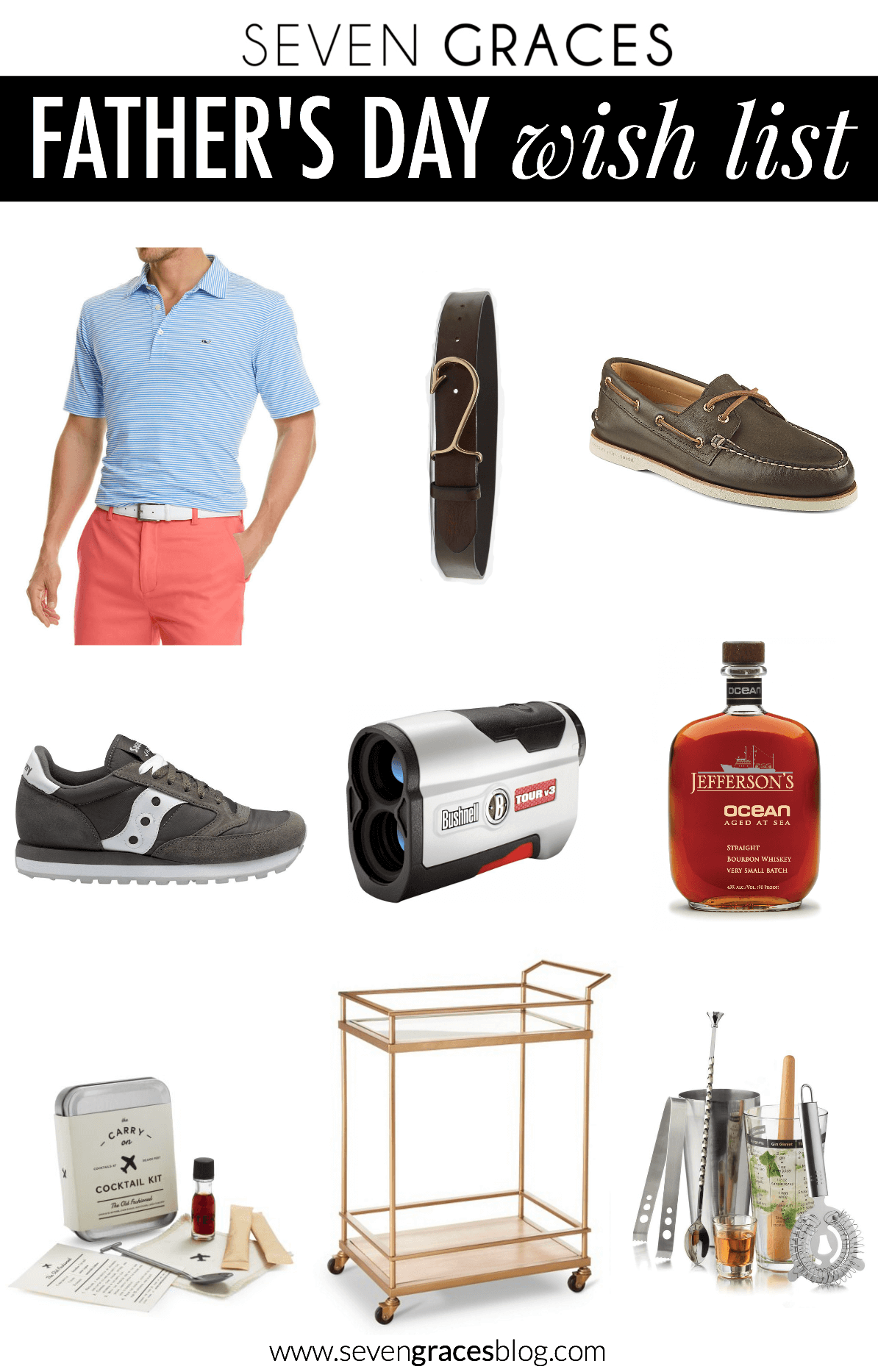 The Father's Day Gift Guide and Wish List for the golf-loving, fine-drink making, preppy and sophisticated dad. 