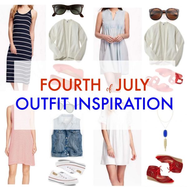 Four Fourth of July inspired outfits acceptable for the busy mom running around the city. All options even work for the expecting mama, too!