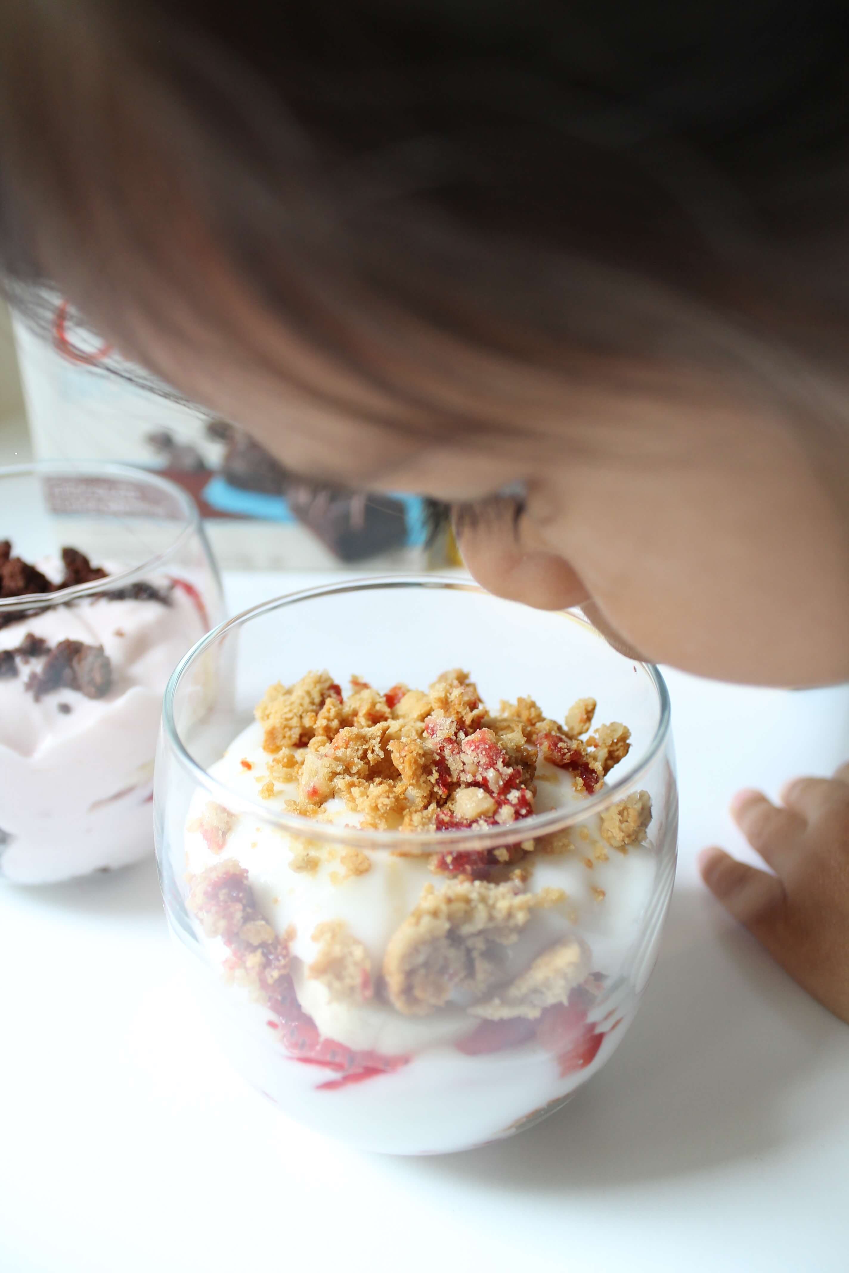 Delicious Strawberry Cheesecake Parfait. Healthy and easy dessert! Indulge without the guilt!