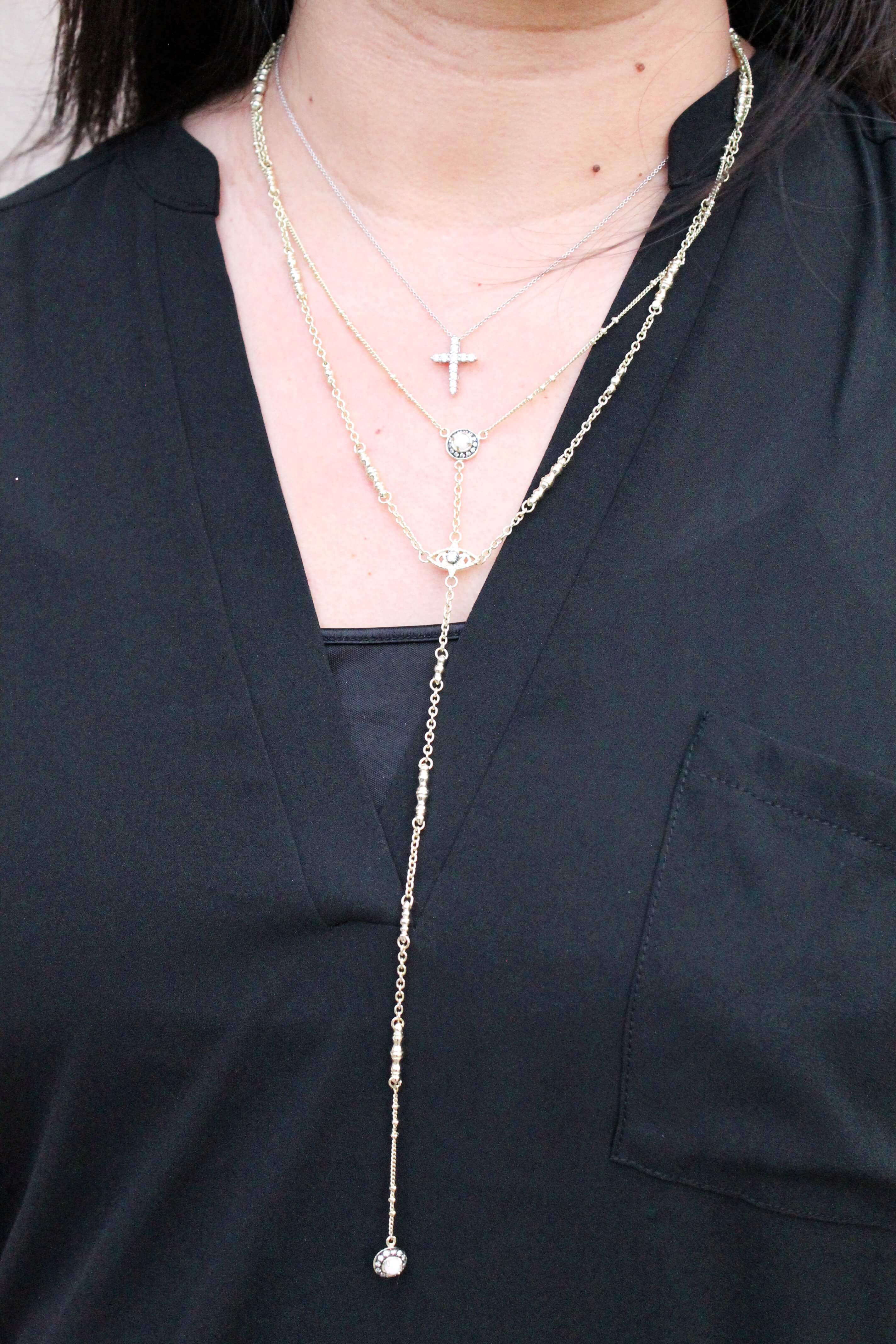 Kendra Scott lariat necklace.