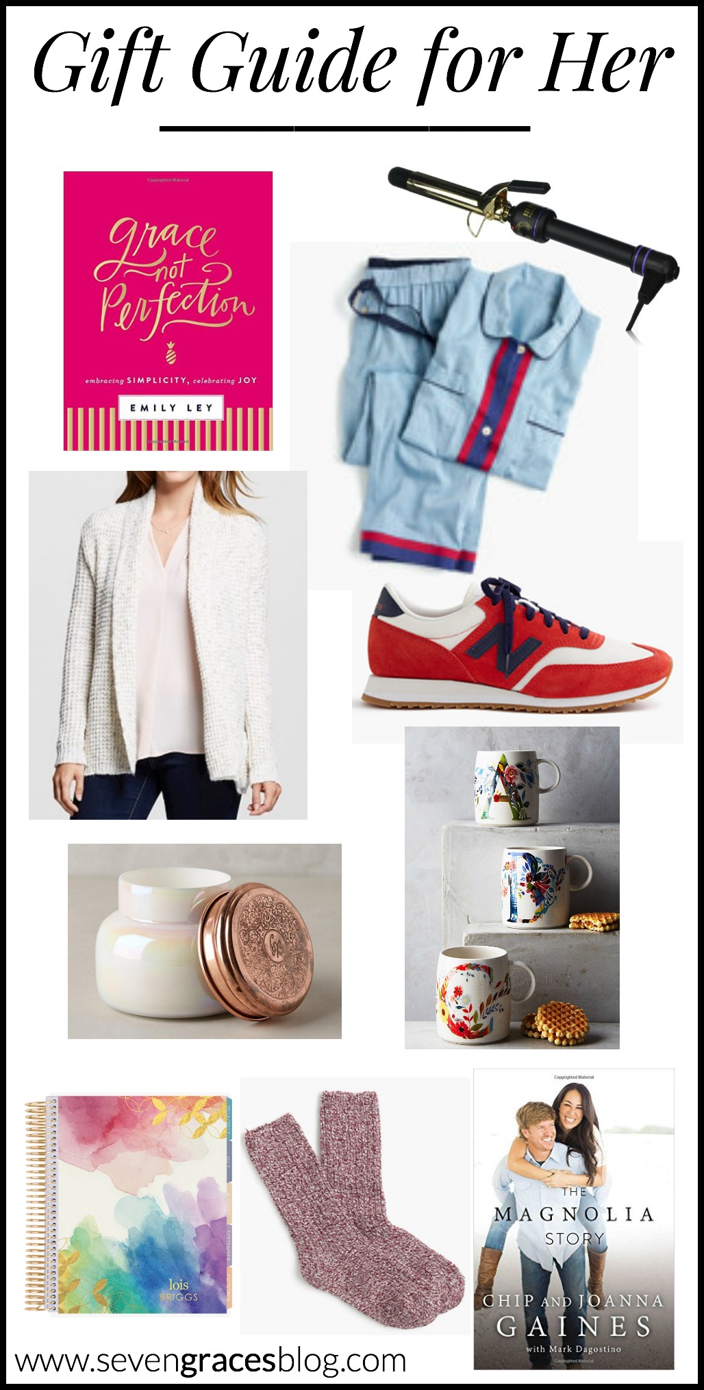 Gift Guide for Her: The Casual Mom. For the laid back lady in your life, these gifts are sure to be loved! Pajamas, cozy socks, tennis shoes, books, mugs and more are sure to be a favorite. 