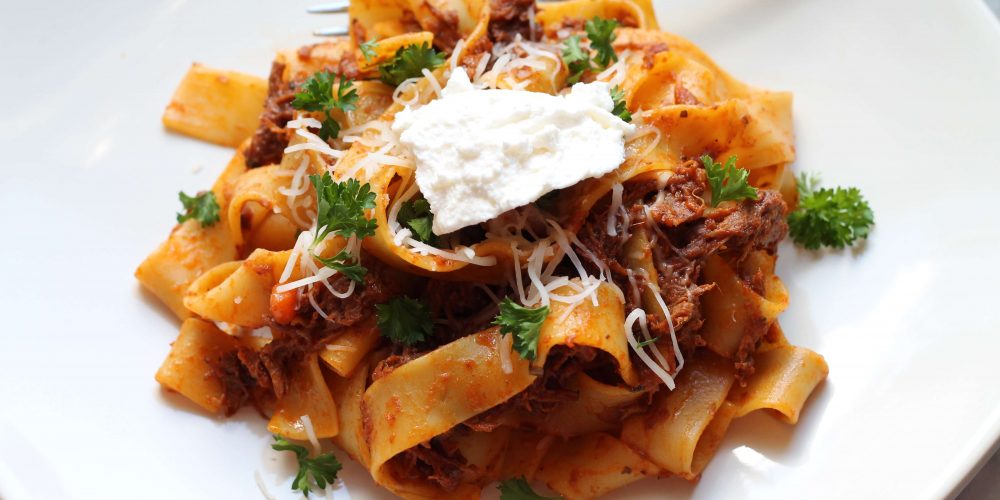 Slow Cooker Beef Ragu with Pappardelle. The best comfort food for a cold, winter day. #SimmeredinTradition #Ragu