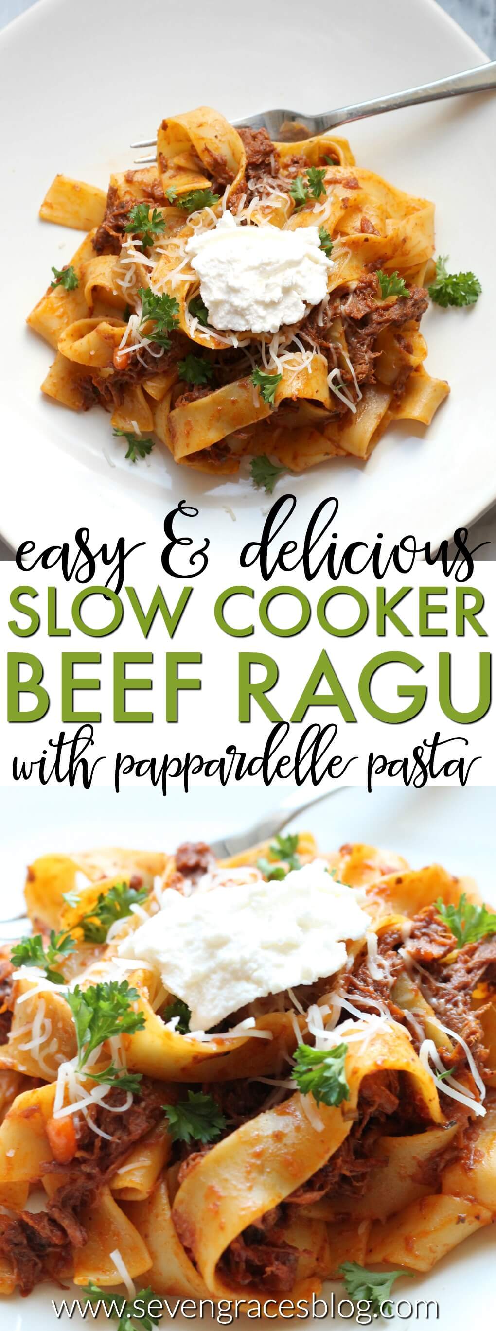 Slow Cooker Beef Ragu with Pappardelle. The best comfort food for a cold, winter day. #SimmeredinTradition #Ragu
