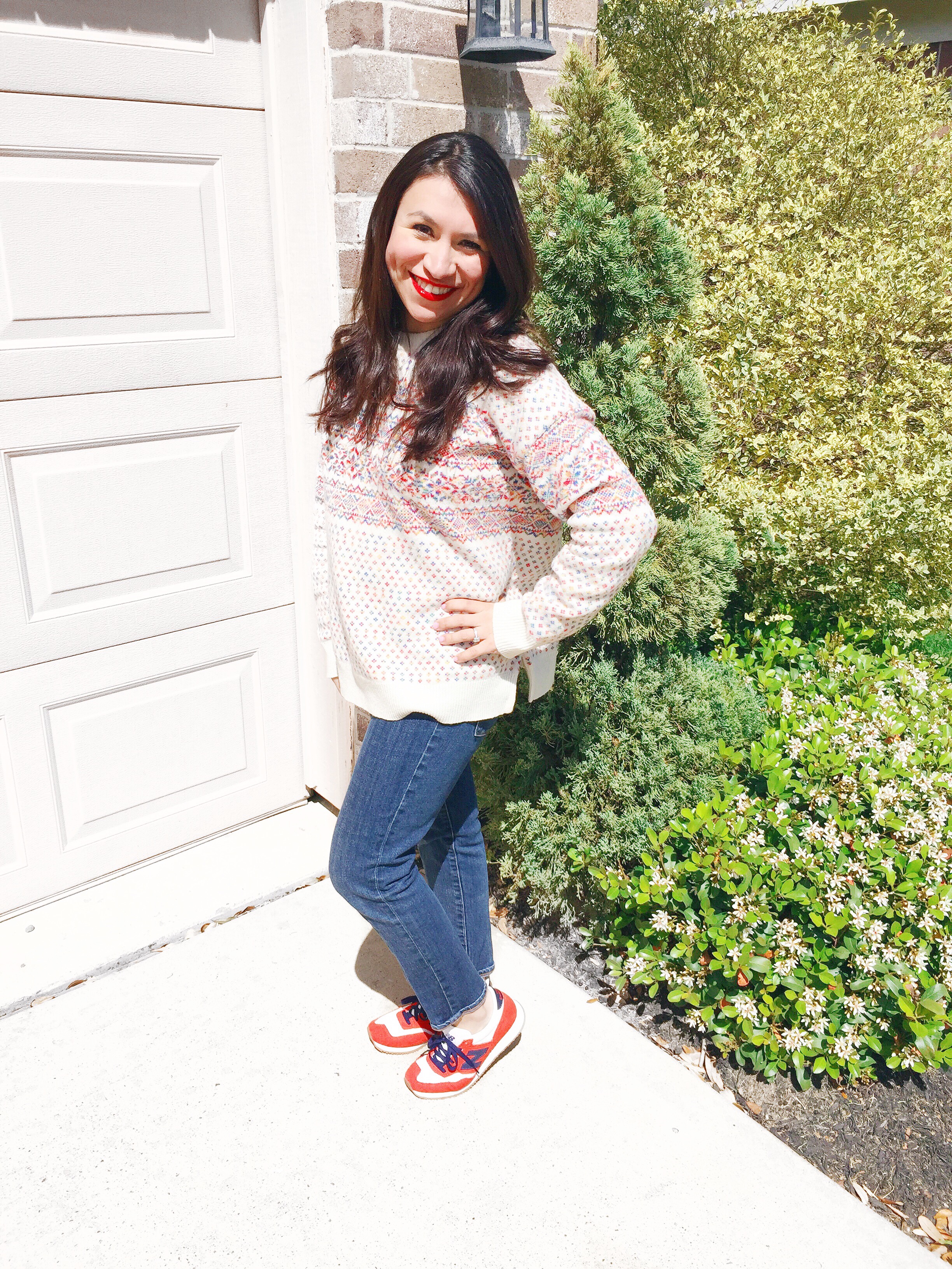 J.Crew Fiesta Sweater styled with tennis shoes