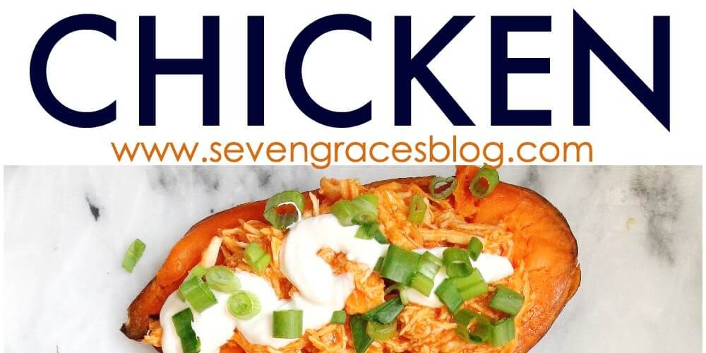 Slow Cooker Buffalo Chicken. The easiest and best sweet potato boats loaded with shredded buffalo chicken. This was so amazingly delicious!