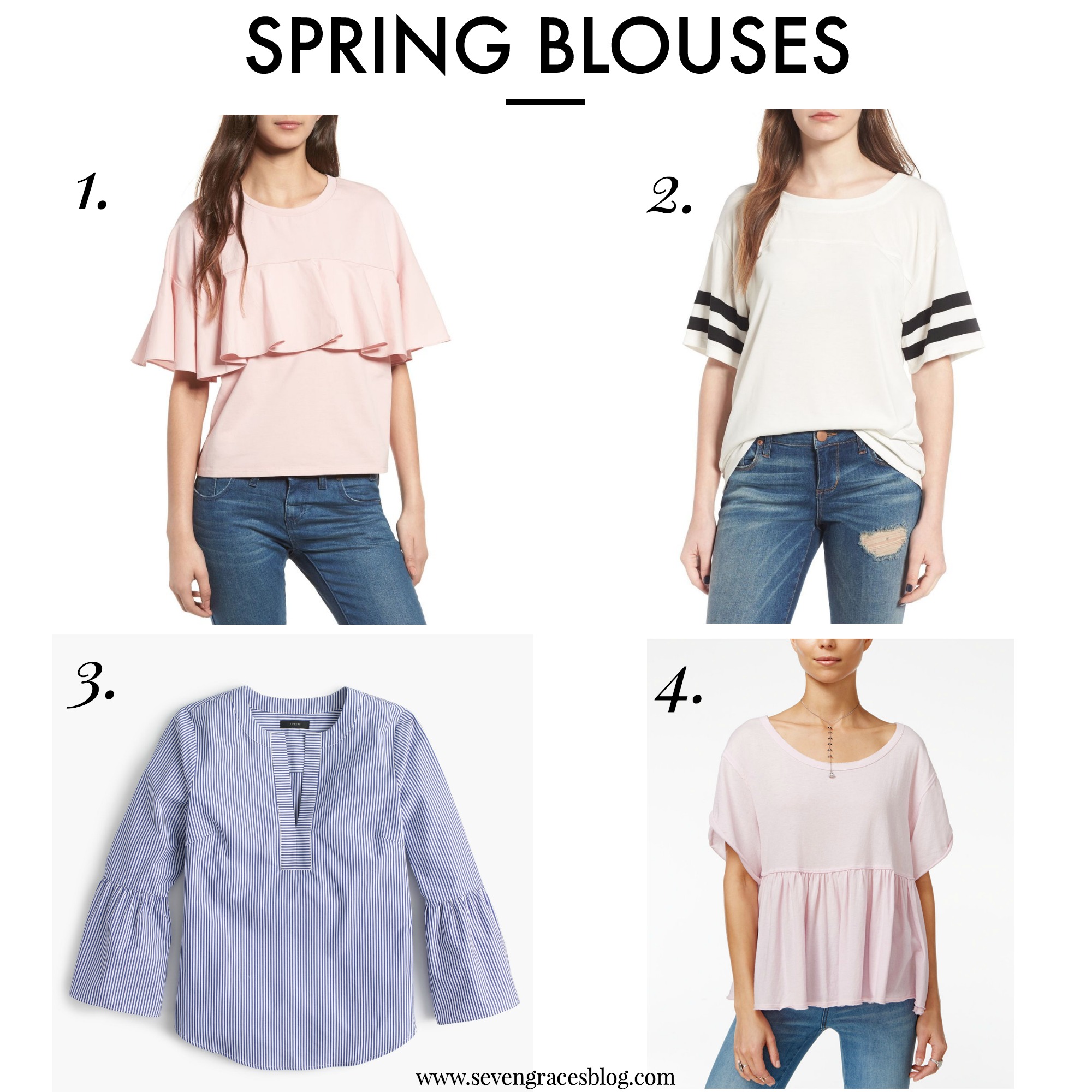 Fun & classic spring blouses to spruce up your wardrobe. Great, comfortable tees and shirts to help you look polished.