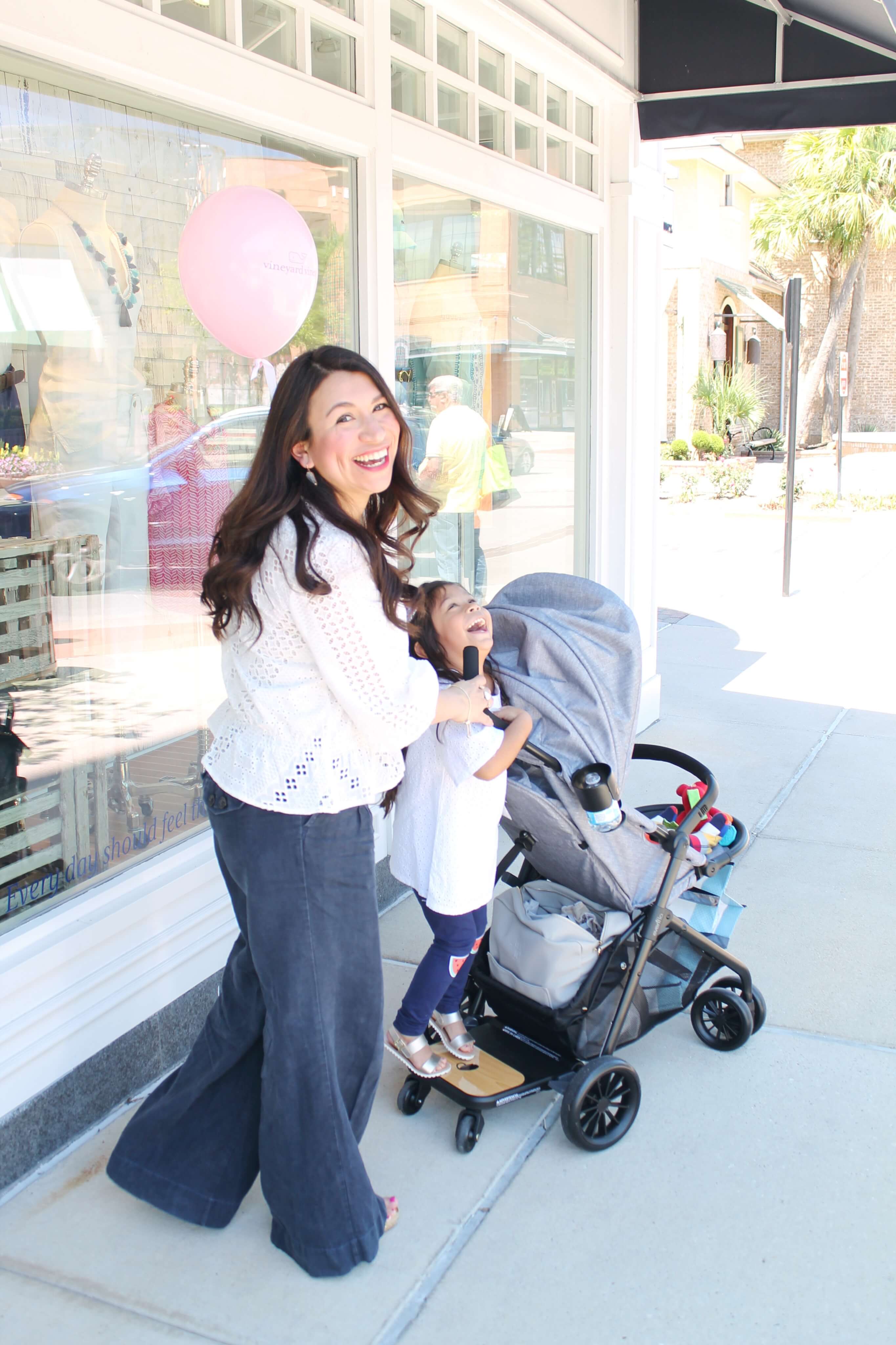 The cutest stroller for two kids. The Evenflo Sibby Travel System is a great buy at under $200 for your toddler and baby. The perks are incredible! Read the full review on Seven Graces. #ad #evenflospringbreak #generationevenflo