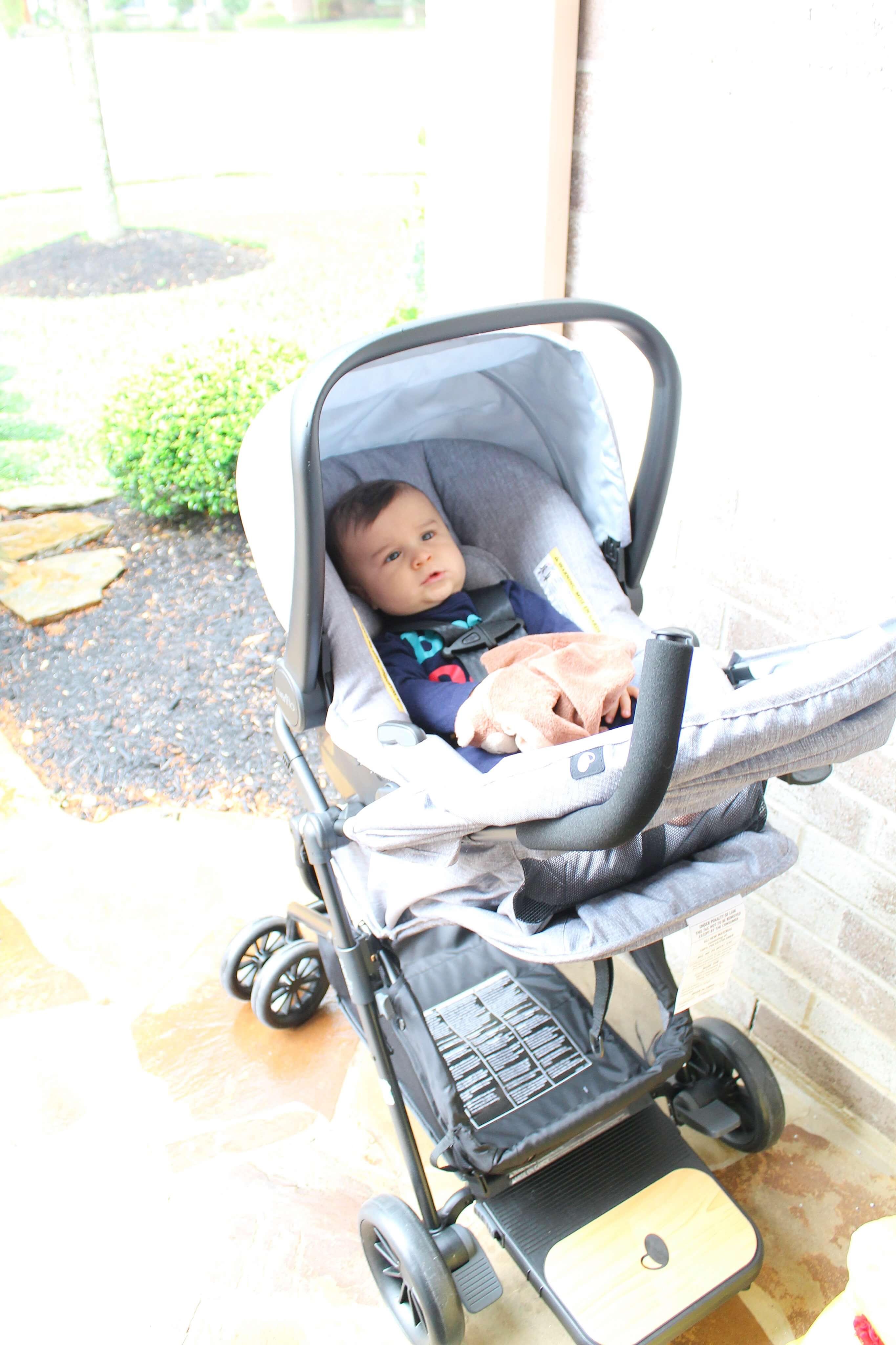 The cutest stroller for two kids. The Evenflo Sibby Travel System is a great buy at under $200 for your toddler and baby. The perks are incredible! Read the full review on Seven Graces. #ad #evenflospringbreak #generationevenflo