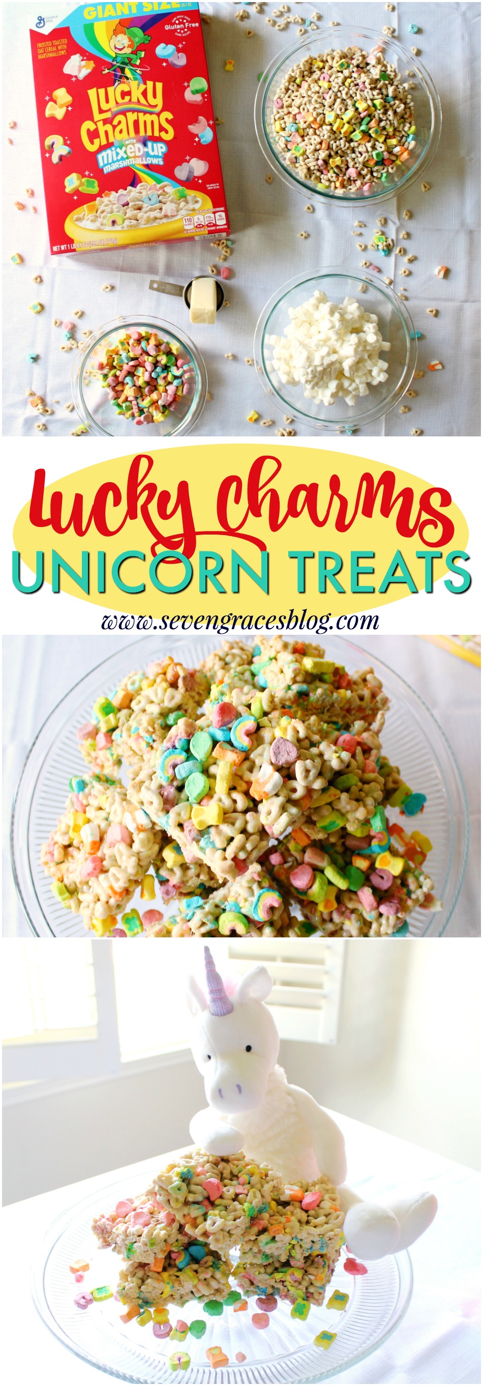Lucky Charms Unicorn Treats. The cutest and yummiest treats to make with your child. The perfect rainy day activity! #ad #diadelniño #cerealconcariño
