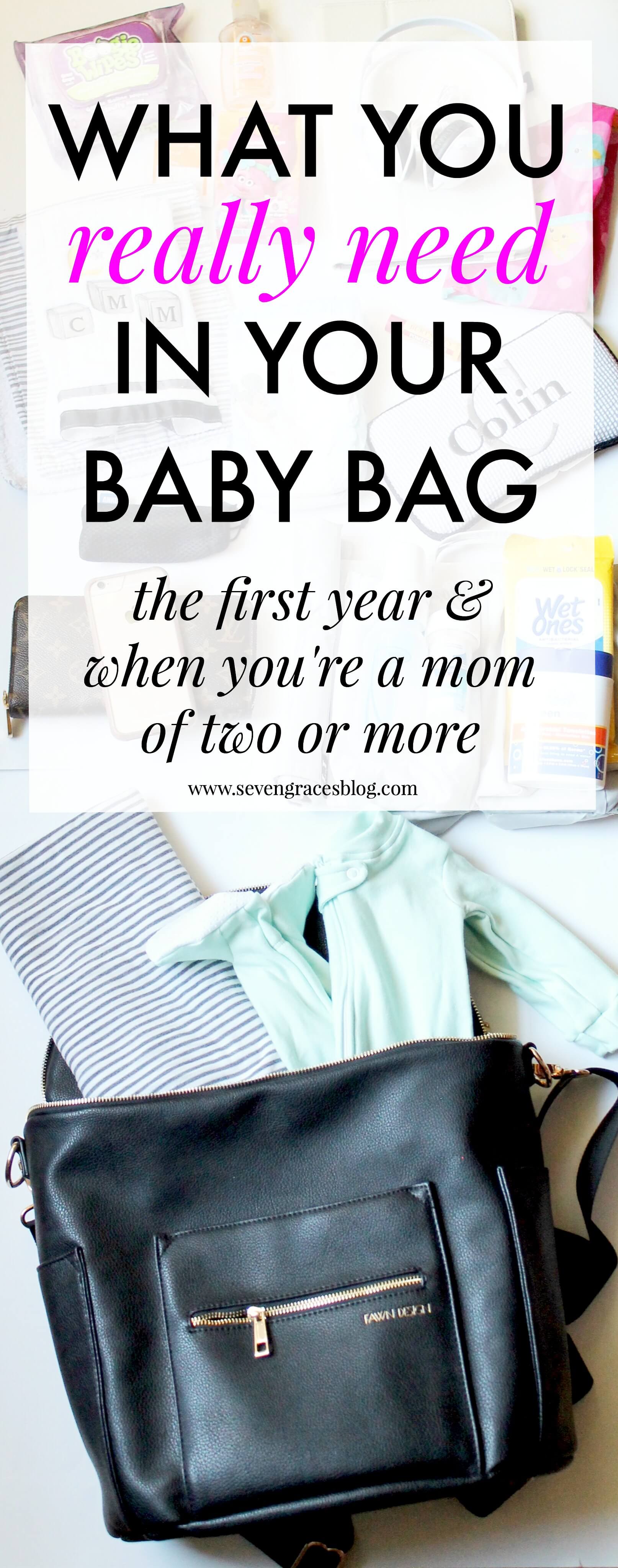 What you really need in your baby bag. What you need to pack in your diaper bag the first year. When you're a mom of two or more, these are the things you can't leave home without!