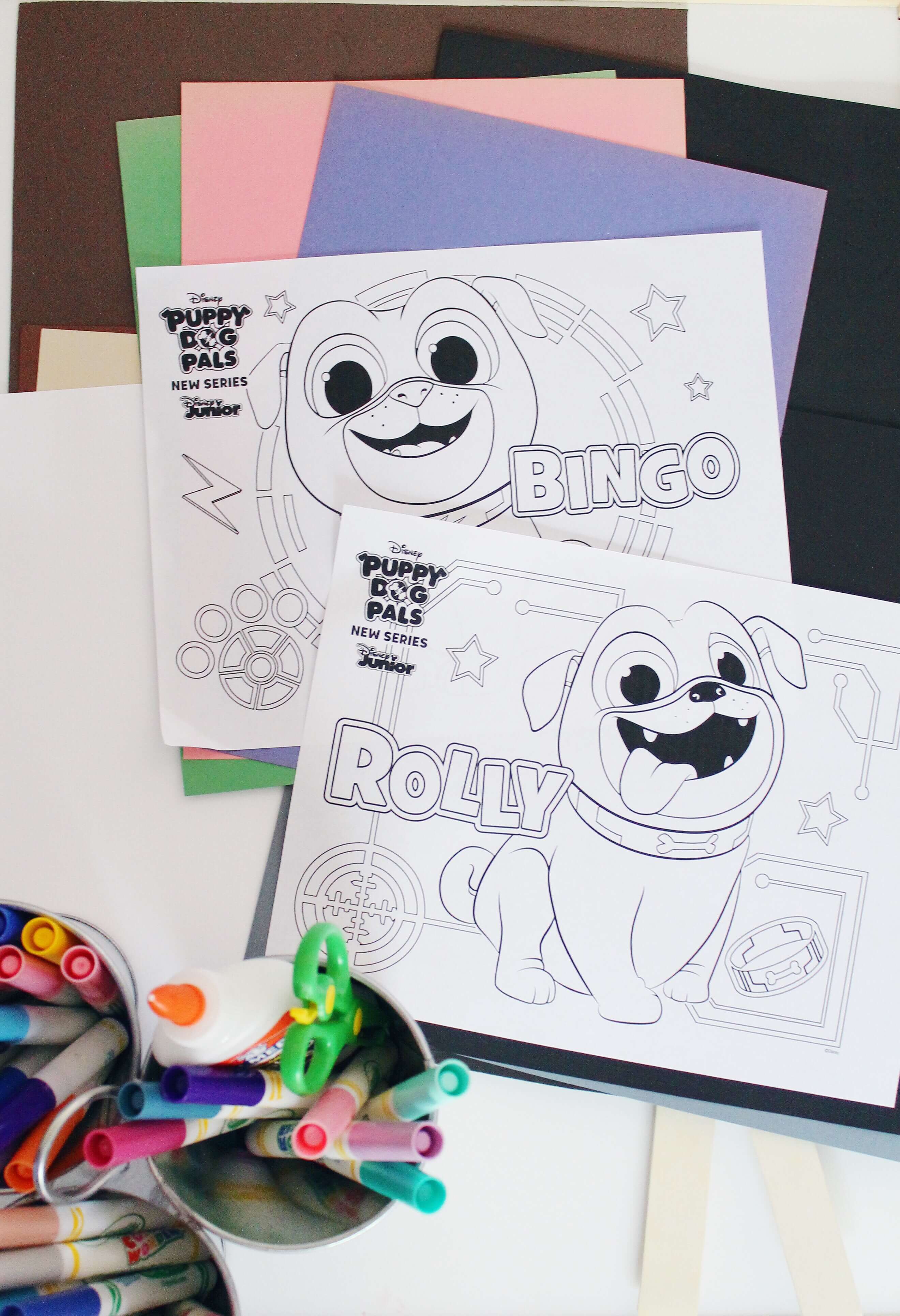 AD] The perfect summertime DIY and summer craft for rainy day fun or indoor rest time. Make Rolly & Bingo come to life from the new Disney Junior Puppy Dog Pals. 