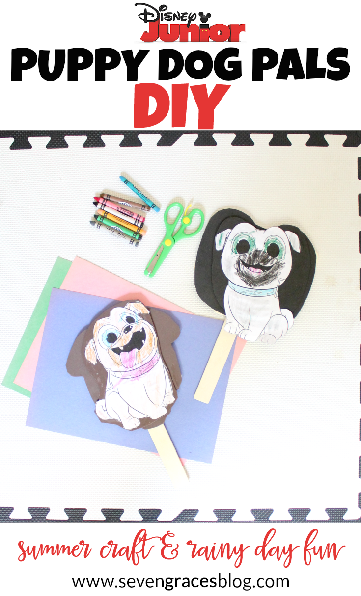 AD] The perfect summertime DIY and summer craft for rainy day fun or indoor rest time. Make Rolly & Bingo come to life from the new Disney Junior Puppy Dog Pals. 