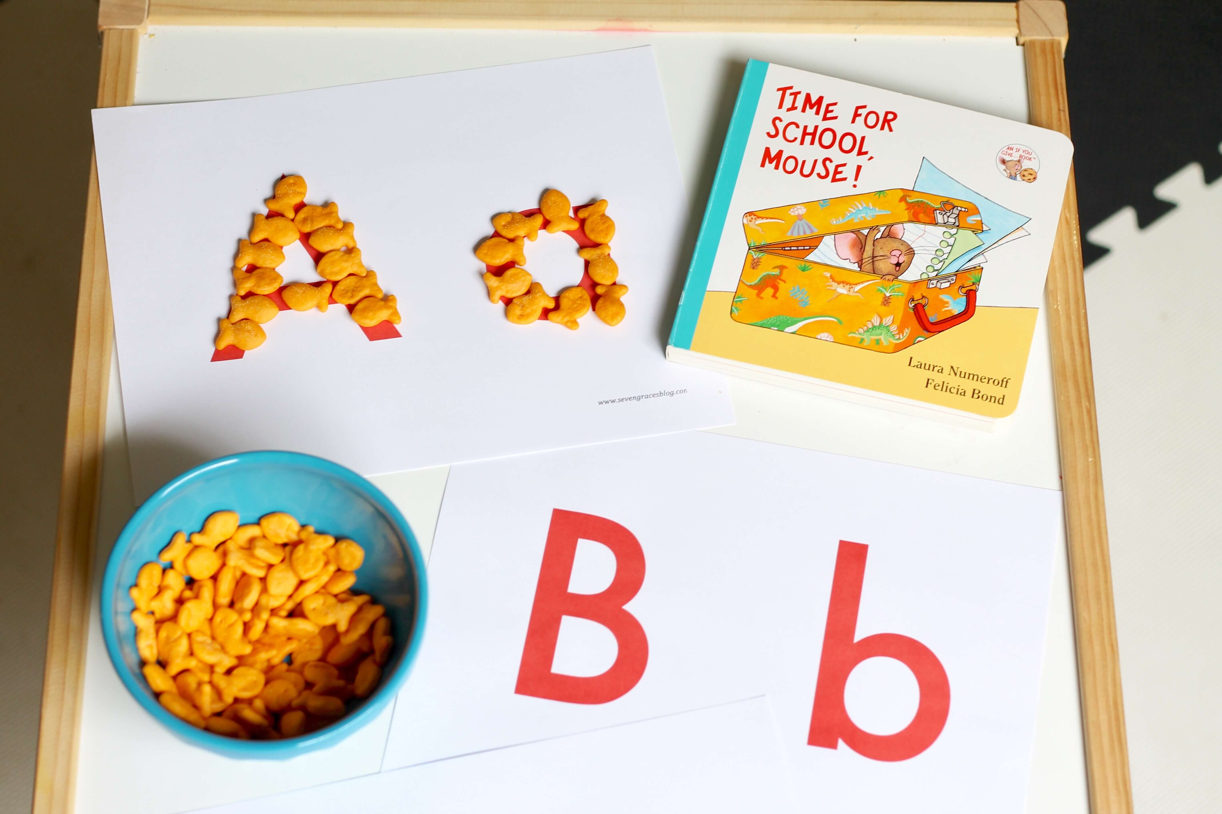 Goldfish alphabet activity snack hack!