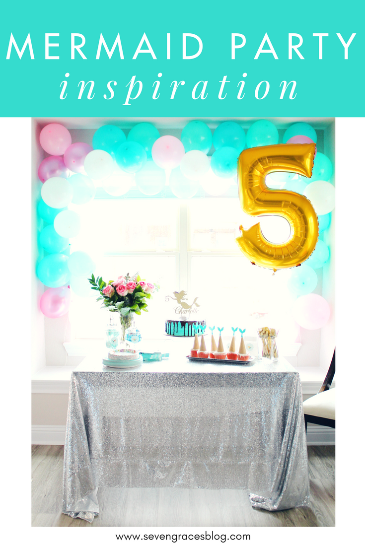 Mermaid Inspired Birthday Party. DIY balloon arch and all the other details for the perfect mermaid party! #birthdayparty #birthdaypartydecor #partydecor