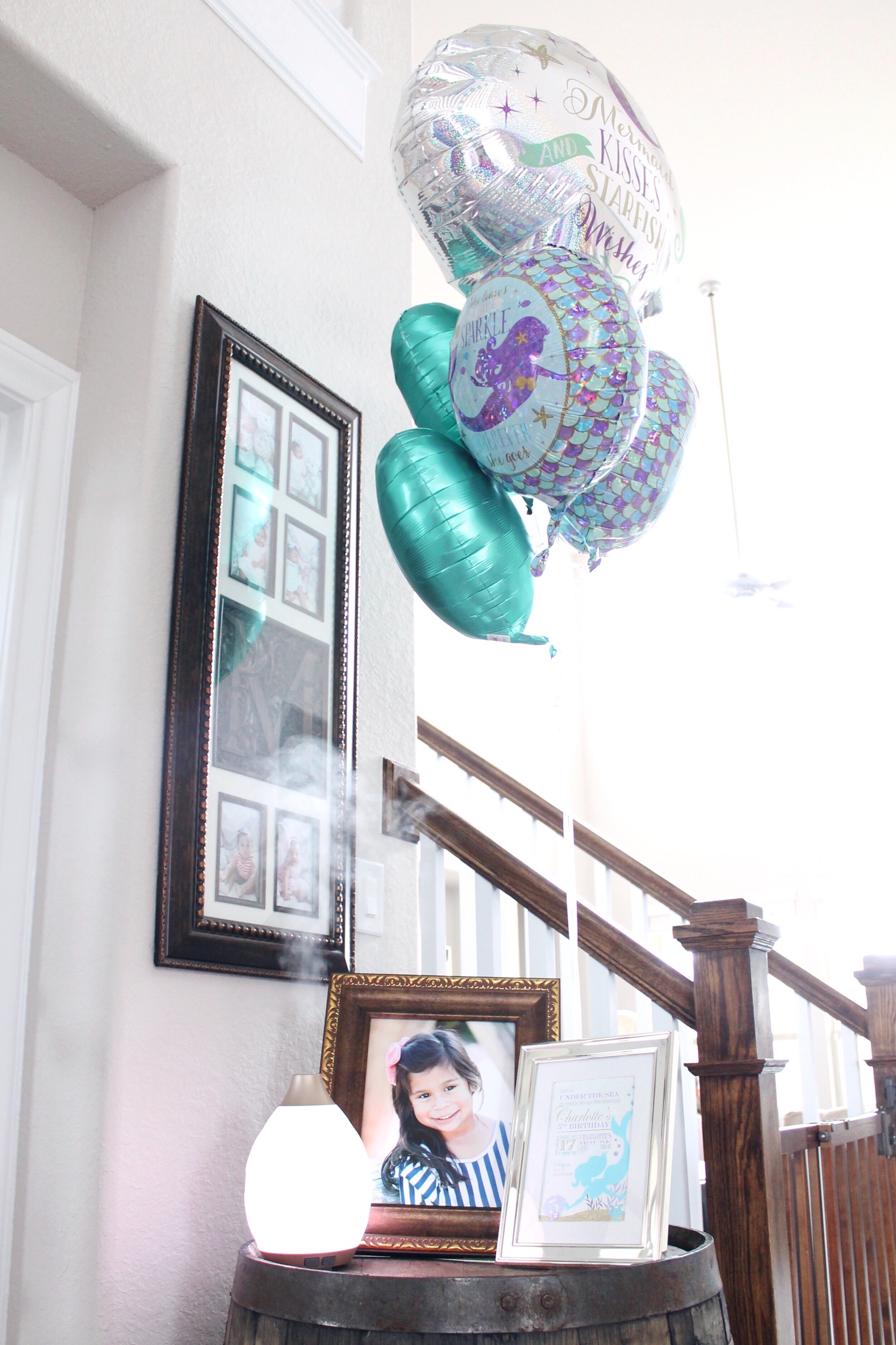 Mermaid Inspired Birthday Party. DIY balloon arch and all the other details for the perfect mermaid party! #birthdayparty #birthdaypartydecor #partydecor