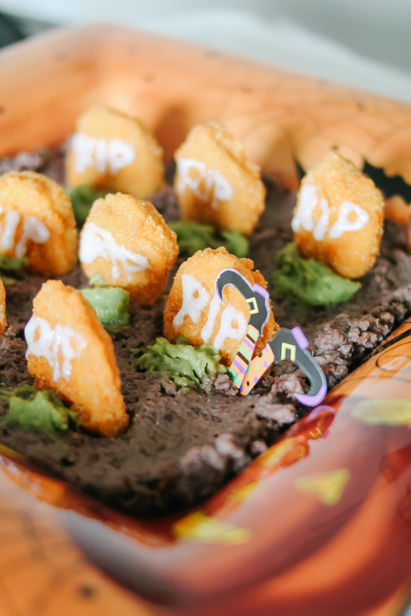 Cutest Halloween Party Food. Chicken Nugget Graveyard. #halloween #partyfood 