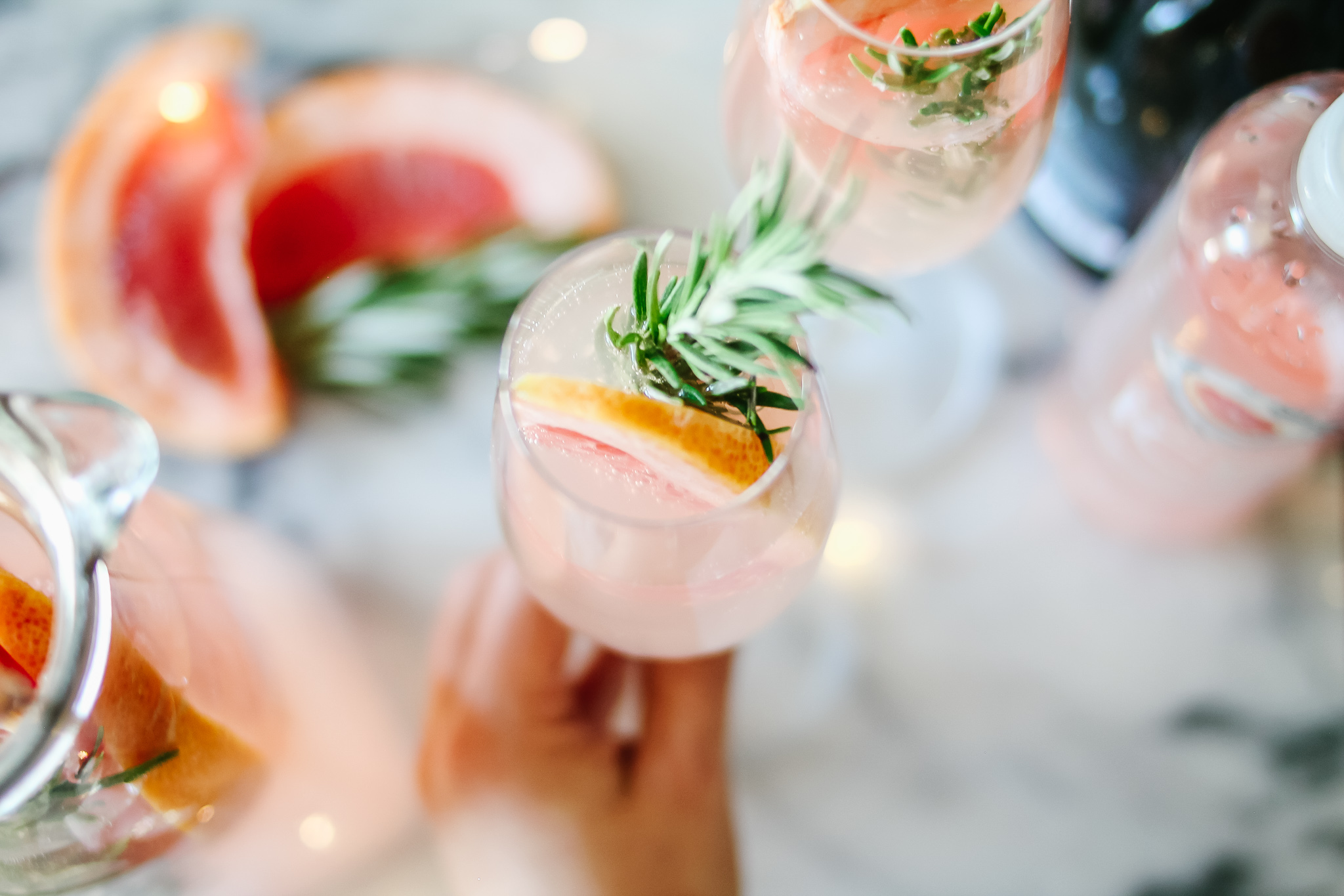 Grapefruit and Rosemary Sparkling, Classic Christmas Cocktail Seven Graces
