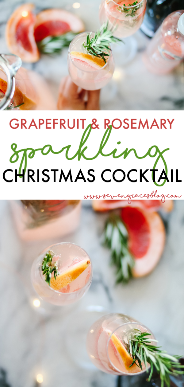 The easiest, sparkling Grapefruit & Rosemary Christmas Cocktail! #GetFizzy #SparklingIceLife #SparklingFestivities #HolidayDrinks