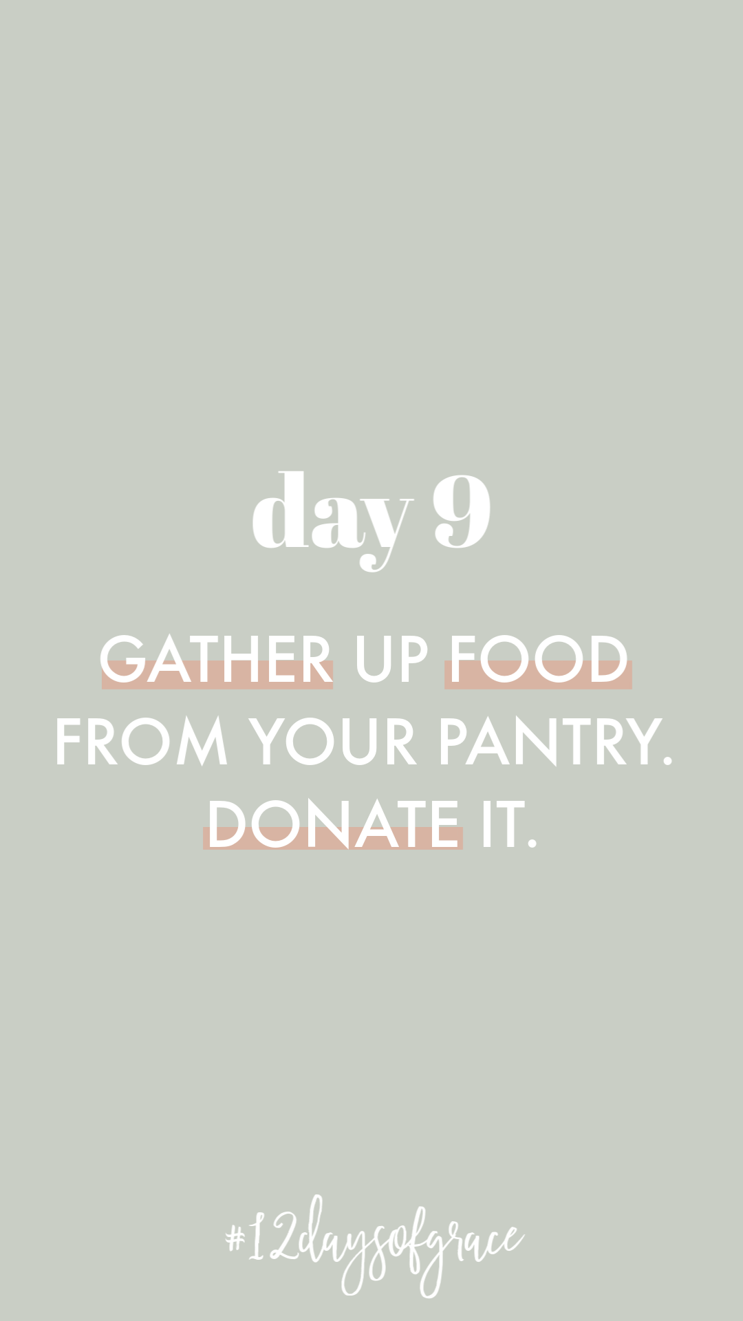 Day 9 Challenge of #12DaysofGrace. Donate food. #advent #grace #christmas