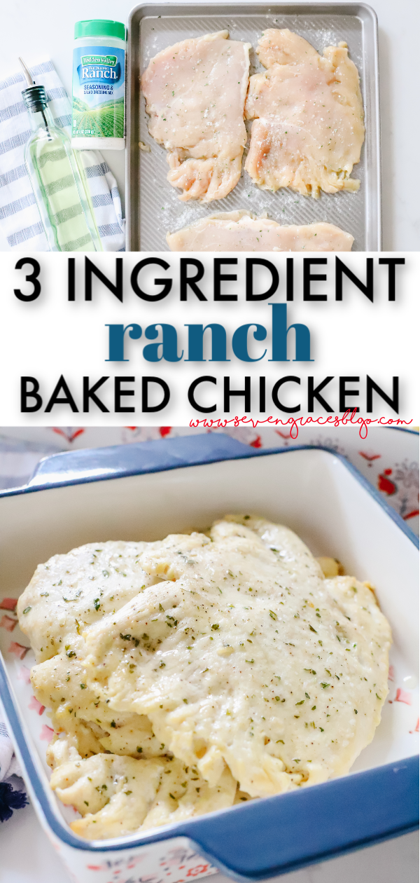 Easy, three ingredient ranch seasoning baked chicken. Easiest baked chicken ever thanks to @hvranch! #ad #hvrlove