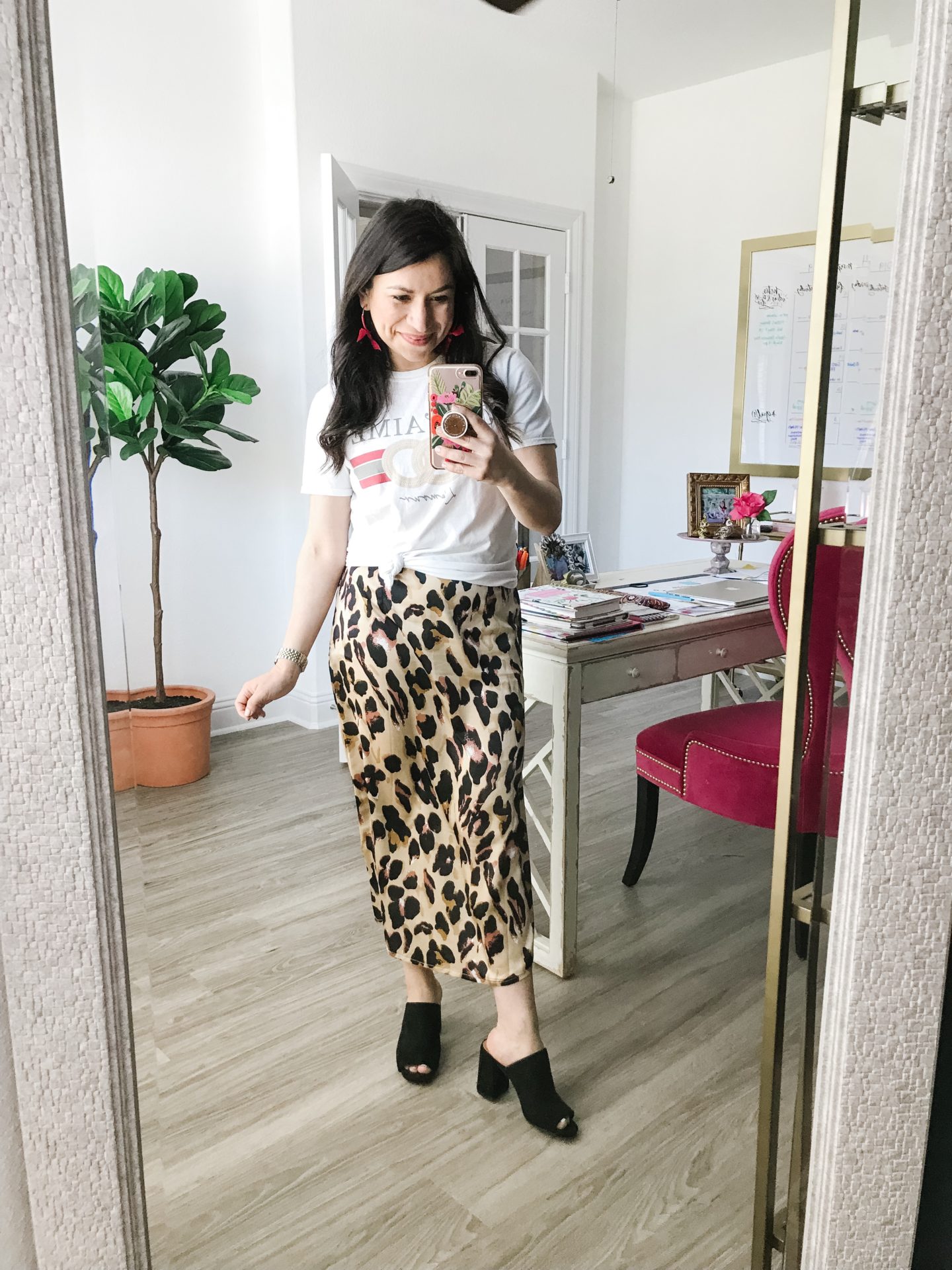 leopard skirt & vintage tee