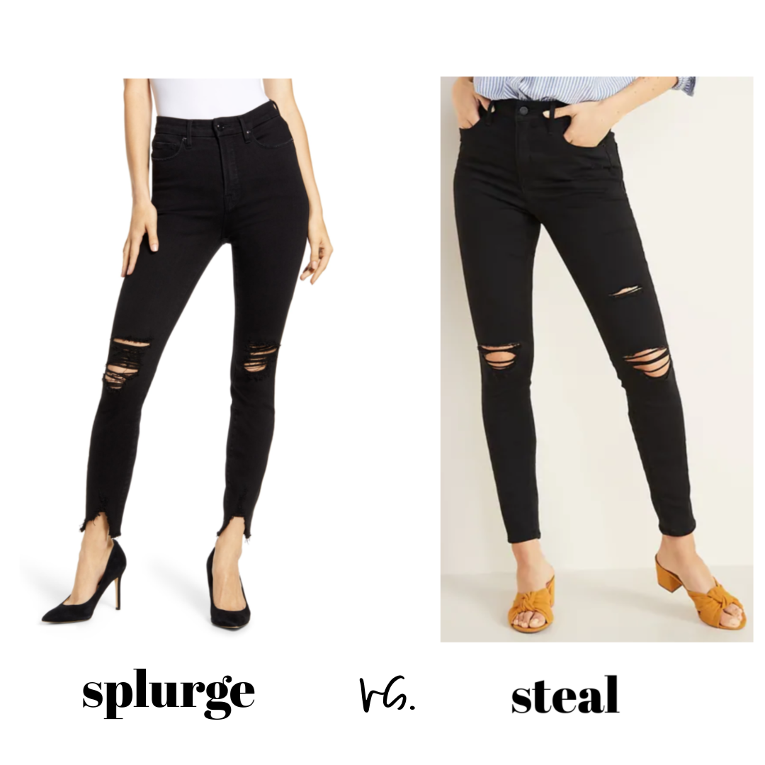 Nordstrom sale black distressed jeans dupe.