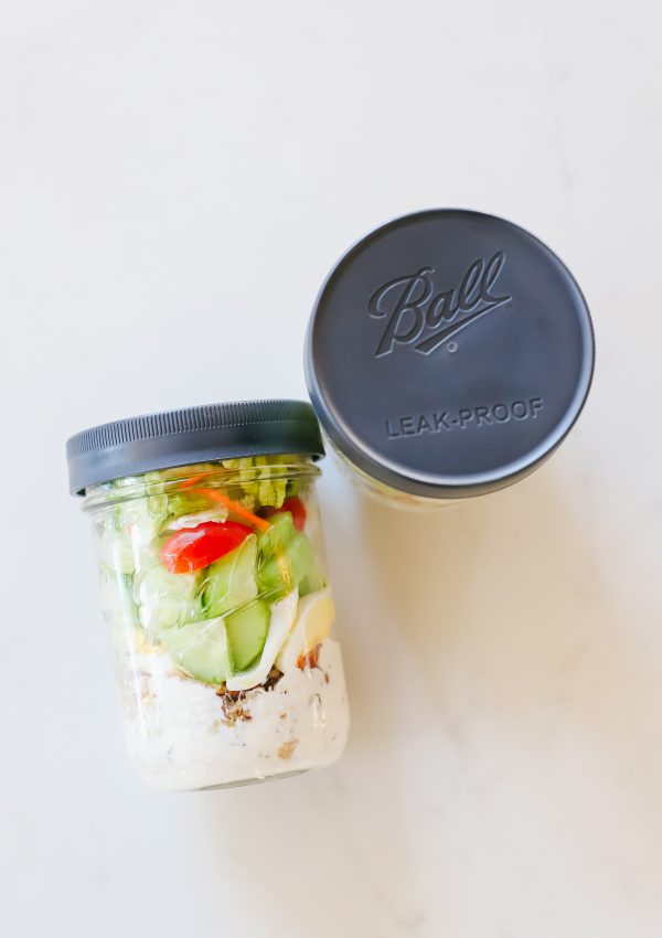 How to Food Prep Ball Mason Jar Cobb Salad