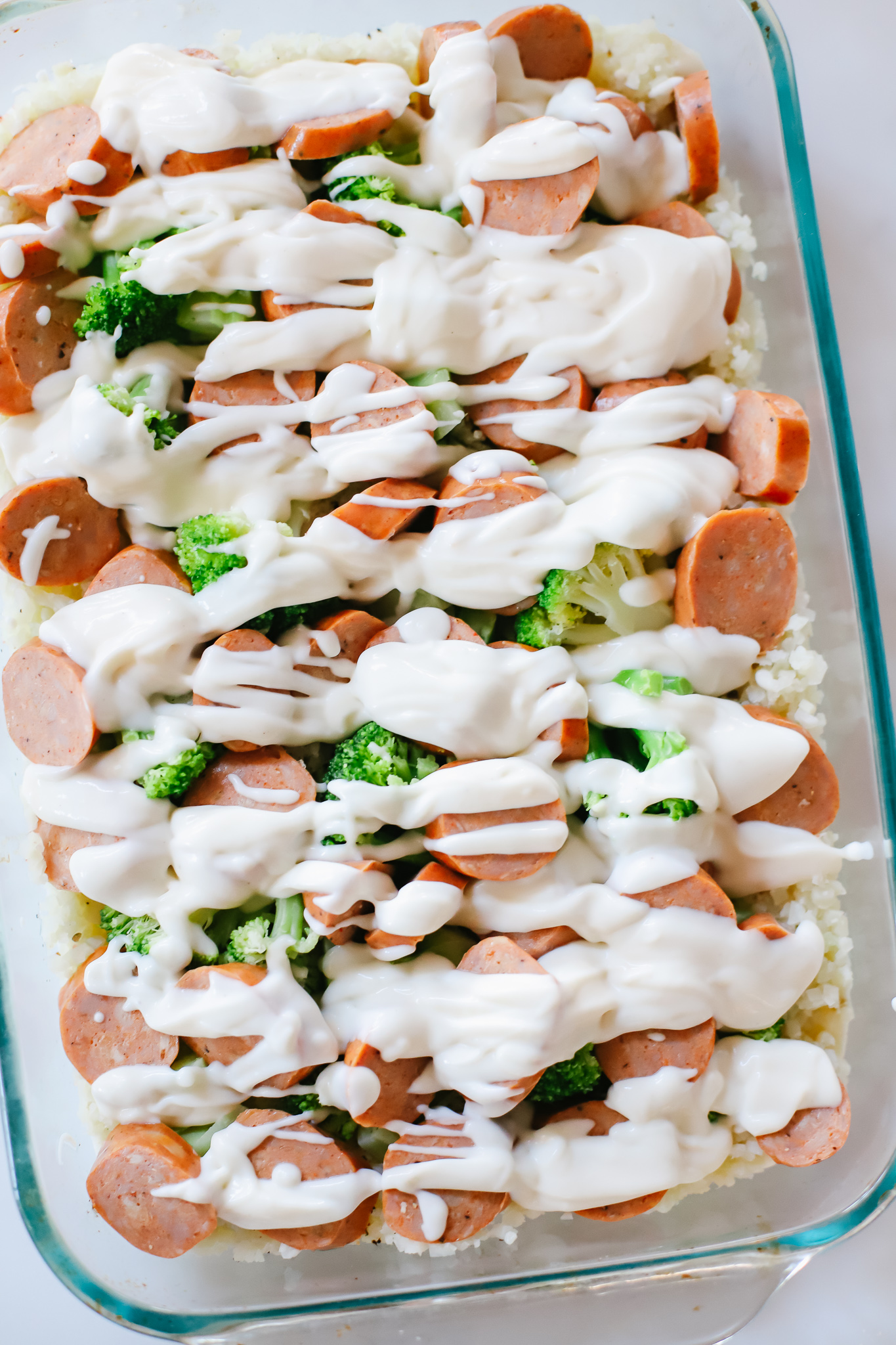 Easy chicken sausage & broccoli bake!