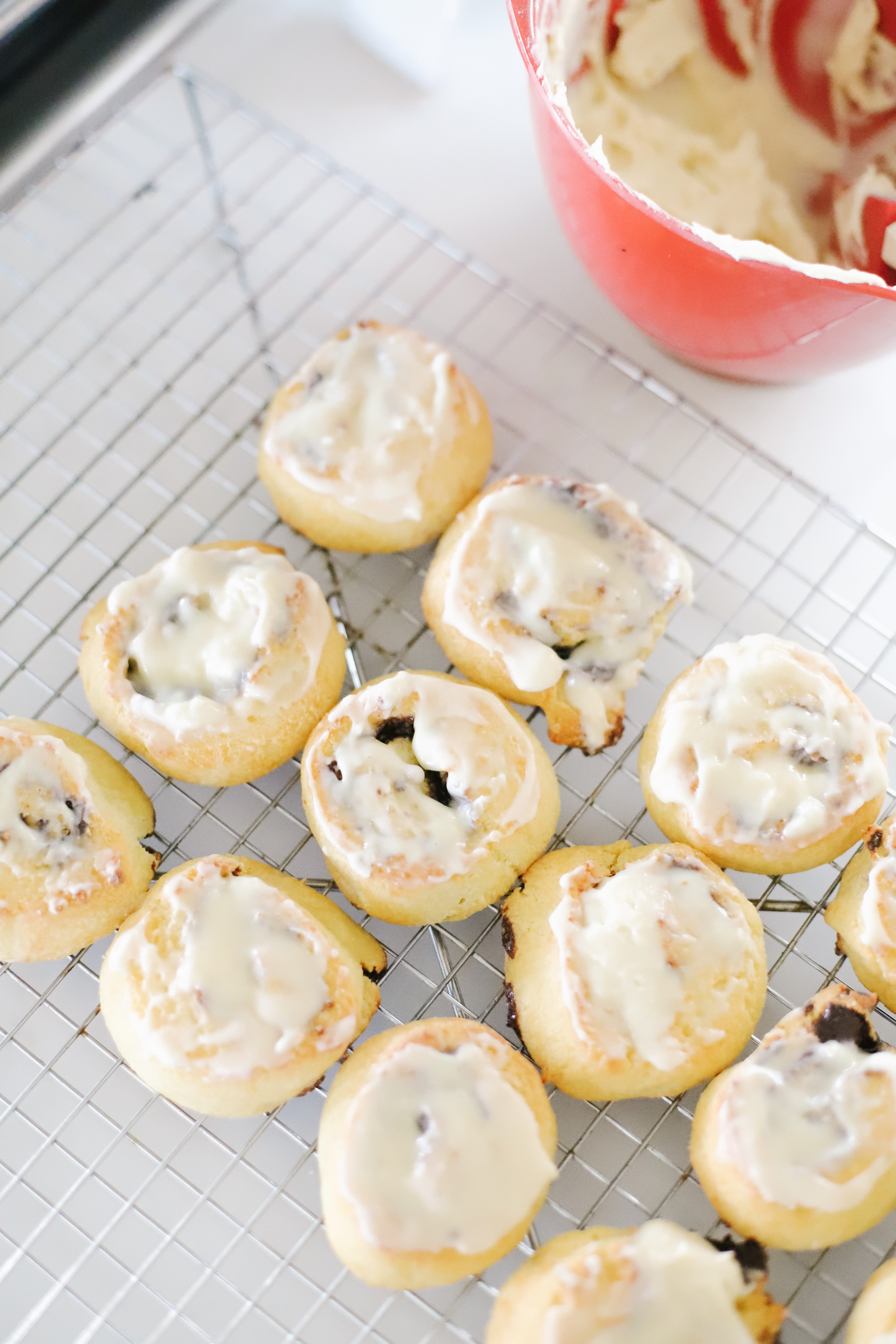 Ooey, gooey, cream cheese frosting Keto cinnamon rolls. 